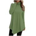 thumbnail image 1 of GigrtiJin Turtleneck Tunic Tops for Women Long Sleeve Asymmetrical Hem Blouses Dressy Casual Solid Color Pullover Shirts, 1 of 6