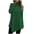 thumbnail image 1 of GigrtiJin Turtleneck Tunic Tops for Women Long Sleeve Asymmetrical Hem Blouses Dressy Casual Solid Color Pullover Shirts, 1 of 5