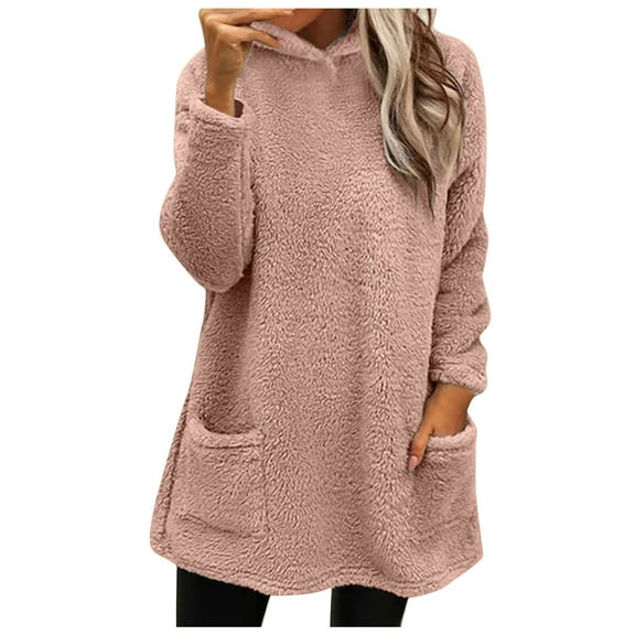 GigrtiJin Winter Sweaters for Women Fleece Pullover Sweater Warm Crewneck Sweatshirt Long Sleeve Thermal Top with Pocket