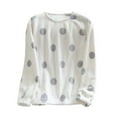 thumbnail image 1 of GigrtiJin Winter Thermal Sleeping Shirt Polk Dot Printed Crew Neck Long Sleeve Pajama Winter Flannel Trendy Nightwear, 1 of 4