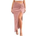 thumbnail image 1 of GigrtiJin Women Asymmetrical Maxi Skirt Bodycon Twisted Knot Front Ruched High Waist Skirt Side Split Beach Party Skirts, 1 of 4