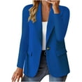 thumbnail image 1 of GigrtiJin Women Blazer Outcoat Solid Color Lapel Single Button Long Sleeve Dressy Jacket with Pocket, 1 of 5