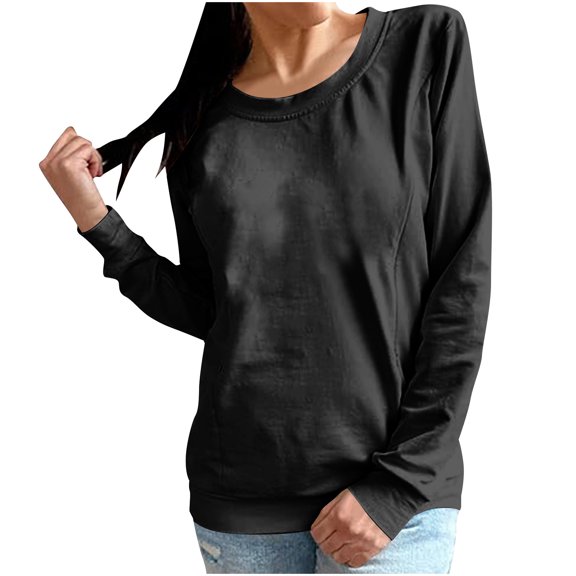 GigrtiJin Women Breastfeeding Sweatshirt Long-Sleeved Double-Side Zipper Nursing Top Casual Loose Comfy Blouse