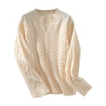 thumbnail image 1 of GigrtiJin Women Cable Knitted Sweaters Casual Long Sleeve Pullover Sweater Tops Trendy Solid Color Knit Blouses, 1 of 3