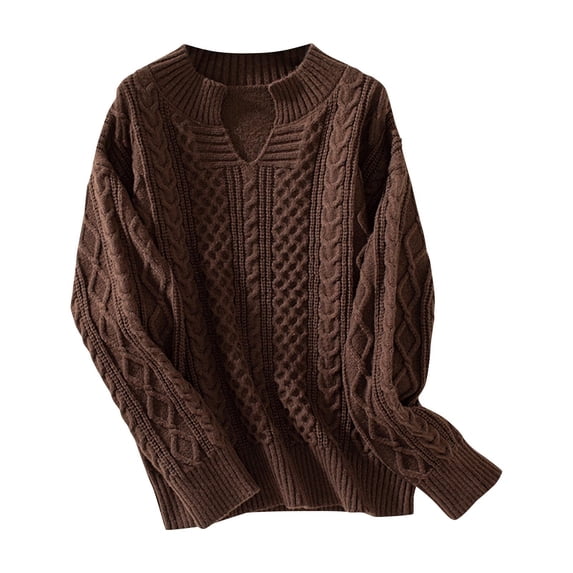 GigrtiJin Women Cable Knitted Sweaters Casual Long Sleeve Pullover Sweater Tops Trendy Solid Color Knit Blouses
