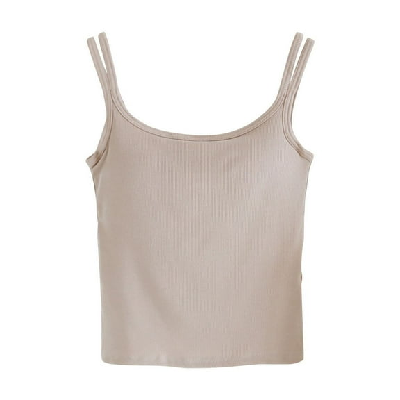 GigrtiJin Women Camisole with Built in Bra Spaghetti Strap Cami Tanks Basic Yoga Top Fashion Solid Color Cropped Shirts