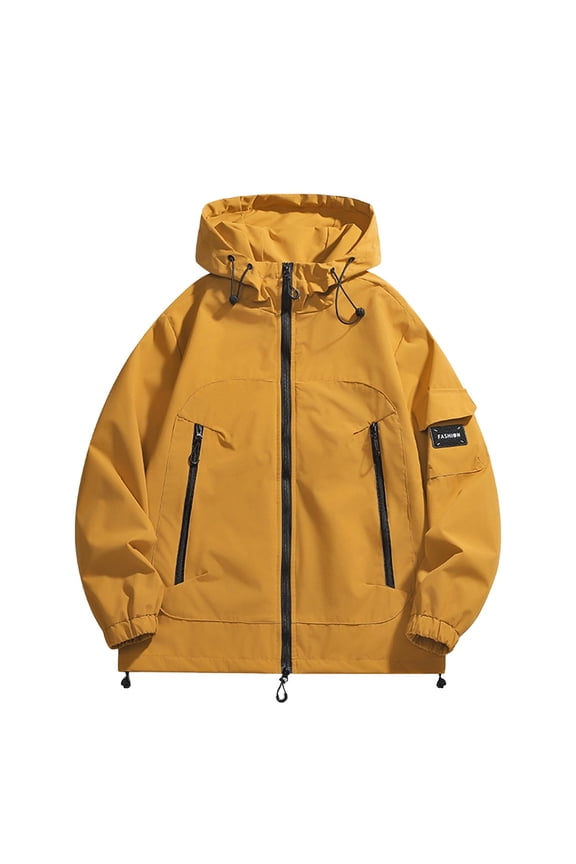 Women Casual Cargo Jacket Solid Color Hooded Full Zipper Long Sleeve Multipocket Sport Outcoat