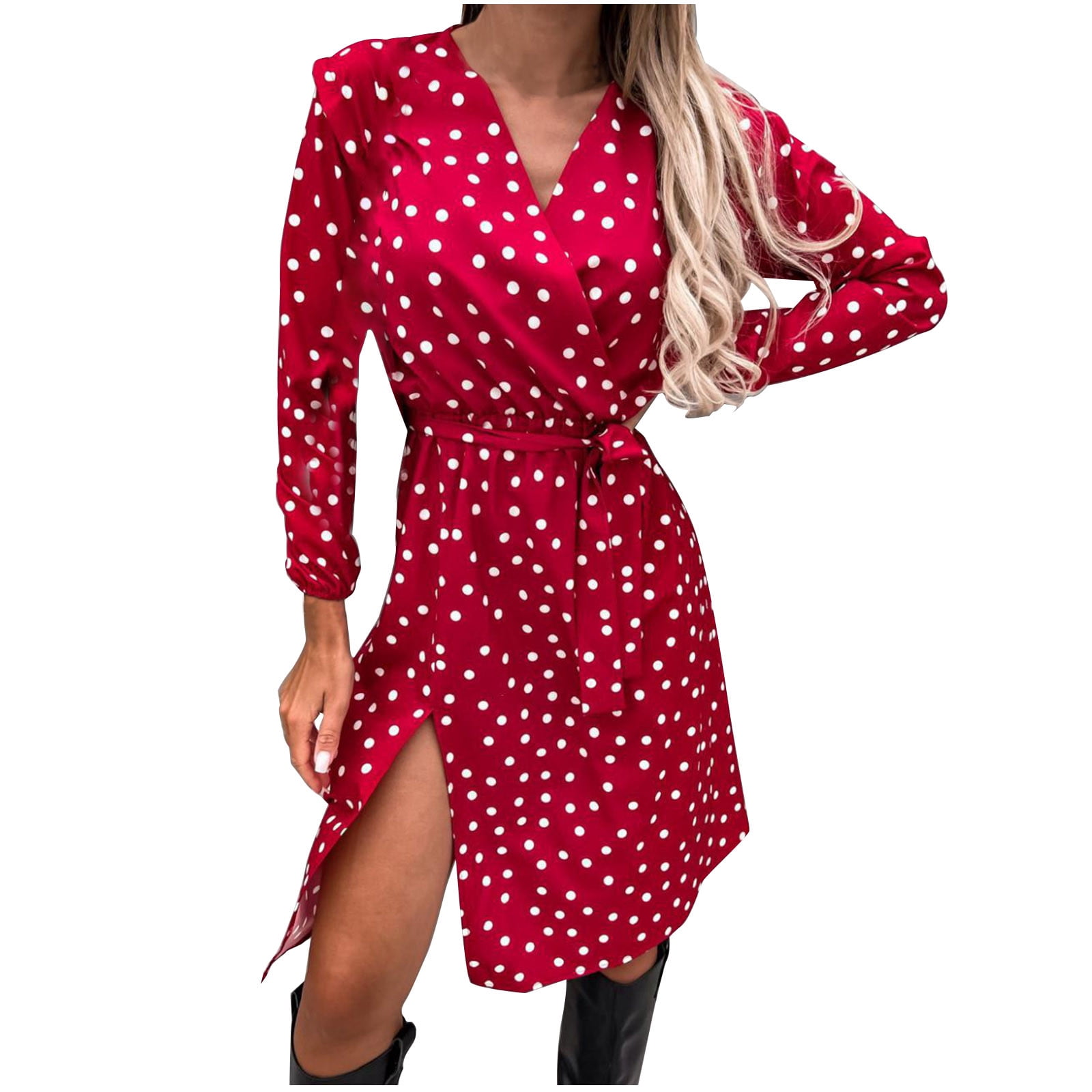Long-Sleeved Polka Dot Dress