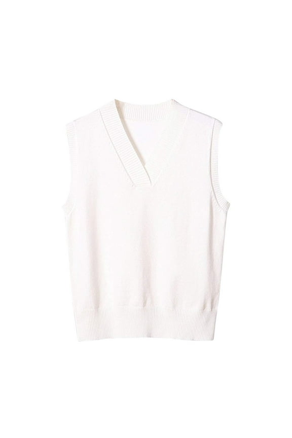 Women Casual Sweater Vest V-Neck Plus Size Sleeveless Sweater Tops Knitted Pullover Solid Color Sweaters Vest