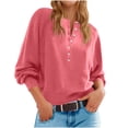thumbnail image 1 of GigrtiJin Women Causal Pullover Knitted Sweater Solid Color Half Button 3/4 Sleeve Blouse Trendy Lightweight Tunic Tops, 1 of 7