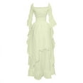 thumbnail image 1 of GigrtiJin Women Cotton Linen Plus Size Gothic Dress Medieval Renaissance Cosplay Costume Puff Sleeve Ruffle Dresses, 1 of 3