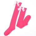 thumbnail image 1 of GigrtiJin Women Cute Basic Knee High Socks Solid Color Thigh High Stocking with Bow Tie Christmas Long Socks, 1 of 2