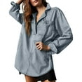 thumbnail image 1 of GigrtiJin Women Denim Tops Lapel V Neck Long Sleeve Casual Pullover Blouse Fall Trendy Dressy Casual Sweatshirt, 1 of 5