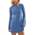 GigrtiJin Women Fall Crew Neck Short Dresses 2024 Fashion Long Sleeves