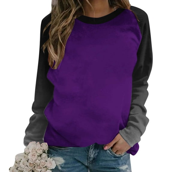 GigrtiJin Women Long Sleeved Gradient Sweatshirt Plus Size Round Neck Casual Pullover Top Fashion Going out Basic Blouse