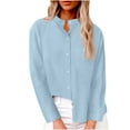 thumbnail image 1 of GigrtiJin Women Long Sleeved Shirts Casual Button down Stand Collar Blouse Casual Solid Color Cardigan Tunic Tops, 1 of 5