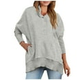 thumbnail image 1 of GigrtiJin Women Oversized Sweatshirt Long Sleeve Collar Button Pullover Tops Solid Color Casual Sweatshirts with Pocket, 1 of 4