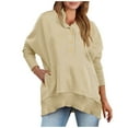 thumbnail image 1 of GigrtiJin Women Oversized Sweatshirt Long Sleeve Collar Button Pullover Tops Solid Color Casual Sweatshirts with Pocket, 1 of 4