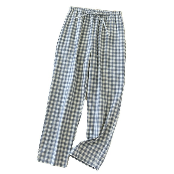 GigrtiJin Women Plaid Wide Leg Pants Elastic High Waist Loose Drawstring Trousers Casual Lightweight Pant with Pocket