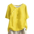 thumbnail image 1 of GigrtiJin Women Plus Size Causal Tops Short Sleeve Button Decor Blouses Summer Fashion Comfy Solid Color Shirts, 1 of 5