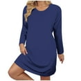 thumbnail image 1 of GigrtiJin Women Plus Size Fall Winter Dresses Oversized Round Neck Long Sleeve Dress Casual Loose Solid Midi Dresses, 1 of 7