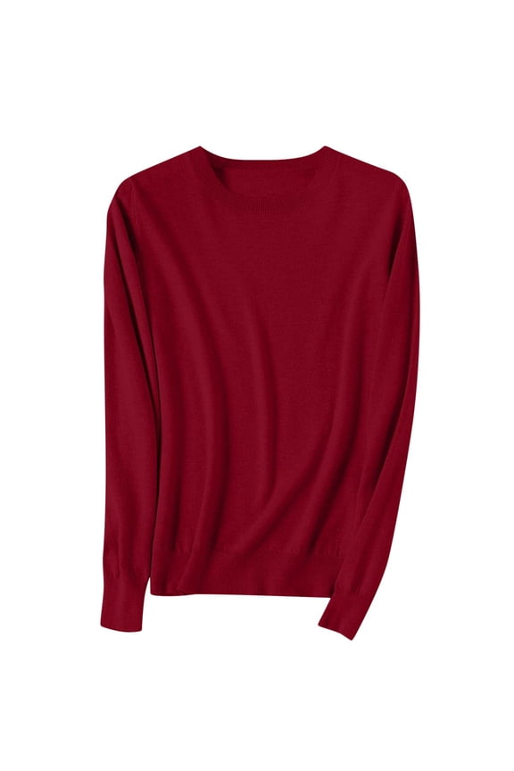 Women Plus Size Spring Fall Sweater Long Sleeve Crew Neck Knitted Sweaters Casual Comfy Solid Pullover Tops