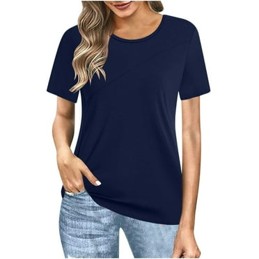 GigrtiJin Women Plus Size Tops Summer Short Sleeves Round Neck Blouses Comfy Loose Basic Casual Trendy Shirts