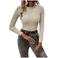 thumbnail image 1 of GigrtiJin Women Pullover Sweater Long Sleeve Round Neck Solid Color Slim Knitting Top Casual Comfy Warm Sweaters, 1 of 1