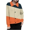 thumbnail image 1 of GigrtiJin Women Ribbed Casual Jacket Color Block Lapel Button Down Long Sleeve Coats Trendy Versatile Tops, 1 of 5