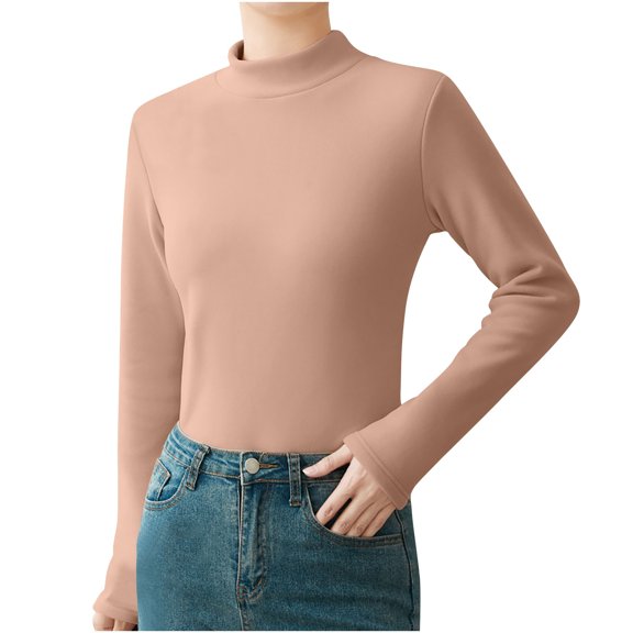 GigrtiJin Women Turtleneck Shirt Long Sleeve Fall Basic Thermal Underwear Top Lightweight Basic Layer Winter Clothes