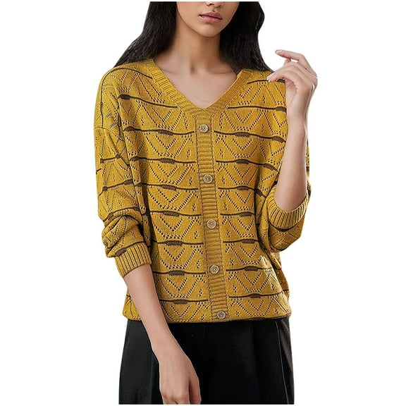GigrtiJin Women V-Neck Wool Sweaters Casual Long Sleeves Pullover Blouses Soft Cozy Going out Loose Tops