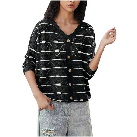 GigrtiJin Women V-Neck Wool Sweaters Casual Long Sleeves Pullover Blouses Soft Cozy Going out Loose Tops