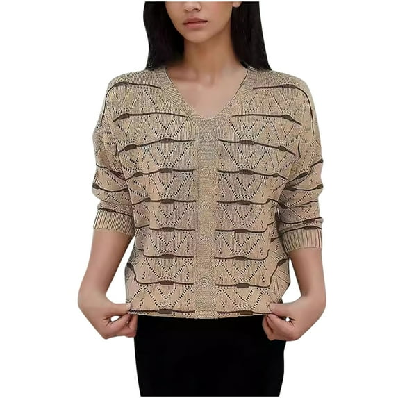 GigrtiJin Women V-Neck Wool Sweaters Casual Long Sleeves Pullover Blouses Soft Cozy Going out Loose Tops