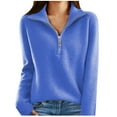 thumbnail image 1 of GigrtiJin Women's Winter Pullover Sweaters Long Sleeve Half Zip Lapel Knit Blouse Casual Solid Color Comfy Tops, 1 of 6