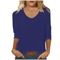 thumbnail image 1 of GigrtiJin Women's 3/4 Sleeve Shirts Fashion Solid Color Crewneck Tees Tops Ladies Casual Loose Basic Blouses, 1 of 4