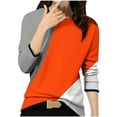 thumbnail image 1 of GigrtiJin Women's Basic Colorblock Tops Round Neck Long Sleeves Casual Loose Blouse Comfy Pullover Fall Shirts, 1 of 5