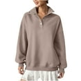 thumbnail image 1 of GigrtiJin Women's Basic Loose Workout Sweatshirt Solid Color Lapel 1/4 Button Long Sleeve Blouse Casual Sport Tops, 1 of 7