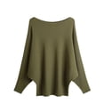 thumbnail image 1 of GigrtiJin Women's Boat Neck Sweaters Long Sleeves Knitted Pullover Sweater Tops Comfy Solid Color Loose Blouse, 1 of 1