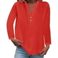 thumbnail image 1 of GigrtiJin Women's Casual Blouse V-Neck Long Sleeve Button Loose T-Shirt Fashion Solid Color Basic Pullover Tops, 1 of 6