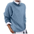 thumbnail image 1 of GigrtiJin Women's Casual Collared 2 in 1 Pullover Tops Long Sleeve Plus Size Round Neck Solid Color Knit Warm Sweaters, 1 of 6