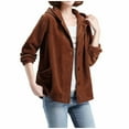 thumbnail image 1 of GigrtiJin Women's Corduroy Cardigan Outcoat Solid Color Hooded Button Down Long Sleeve Casual Jacket Thermal Cozy Outwear, 1 of 6