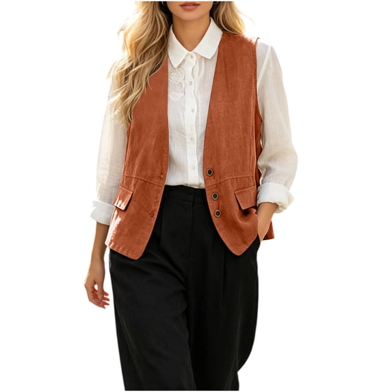 GigrtiJin Women's Cotton Linen Vests Button Down Sleeveless Vests Dressy Casual Baggy Lightweight Going Out Vests for Womens