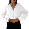thumbnail image 1 of GigrtiJin Women's Crop Zip up Hooded Sweatshirts Casual Long Sleeves Hoodies Tops Fashion Solid Color Blouses, 1 of 9