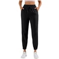 thumbnail image 1 of GigrtiJin Women's Elastic High Waist Hiking Sweatpants Casual Workout Joggers Drawstring Cropped Pants with Pockets, 1 of 6