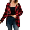 thumbnail image 1 of GigrtiJin Women's Fall Plaid Cardigan Shirt Long Sleeve Lapel Casual Loose Tops Fashion Comfy Basic Blouse Coat, 1 of 7