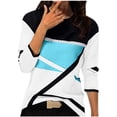 thumbnail image 1 of GigrtiJin Women's Fall T-Shirt Long Sleeves Colorblock Round Neck Casual Loose Tops Fashion Comfy Pullover Blouse, 1 of 3
