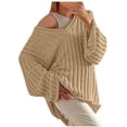 thumbnail image 1 of GigrtiJin Women's Fall Winter V-Neck Sweater Lightweight Oversized Casual Sweater Solid Color Knit Pullover Sweater Tops, 1 of 5