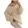 thumbnail image 1 of GigrtiJin Women's Fall Winter V-Neck Sweater Lightweight Oversized Casual Sweater Solid Color Knit Pullover Sweater Tops, 1 of 5