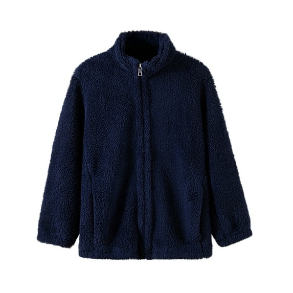 GigrtiJin Women's Fleece Outcoat Solid Color Full Zipper Long Sleeve Jacket Winter Thermal Casual Outwear