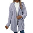 thumbnail image 1 of GigrtiJin Women's Fuzzy Cardigan Jacket Hooded Irregular Hem Long Sleeve Buttons Fleece Solid Color Outerwear Coat, 1 of 9